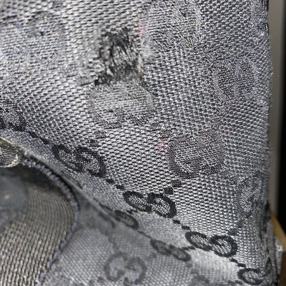 Gucci Black GG Monogram Canvas Leather Trim Tote Bag - Picture 5 of 5